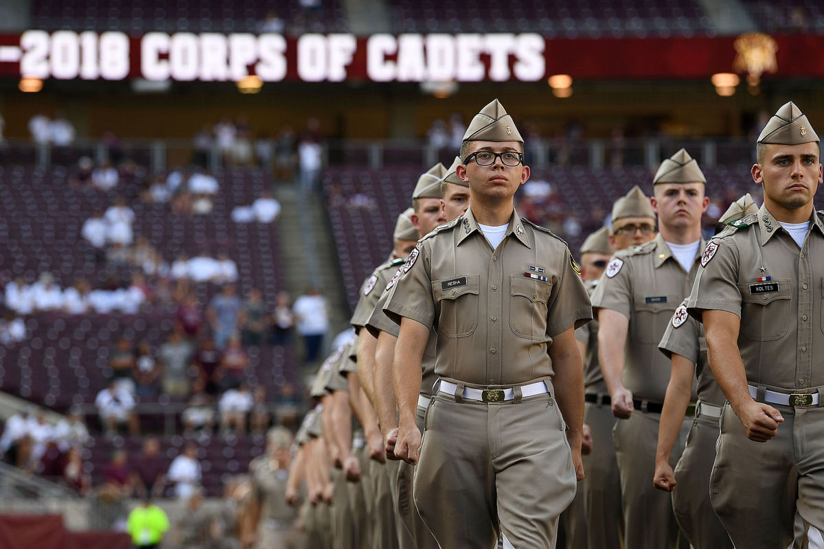 Texas A M Corps Of Cadets Expanded March in Route Through Campus Part 